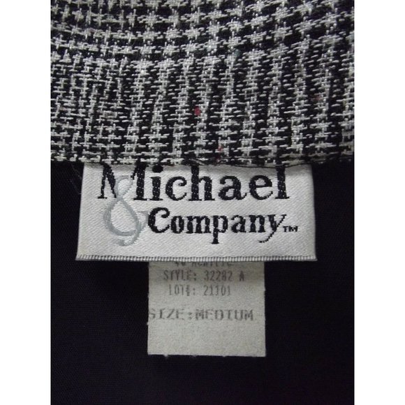 Vtg Michael & Company Blazer Sz Medium Black White Houndstooth Boyfriend Jacket - Picture 8 of 9